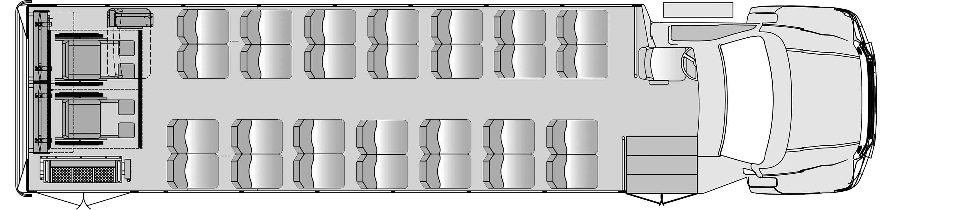 28 Passenger 2 Wheelchair With Flip And Foldaway Seats Plus Driver Floorplan Image